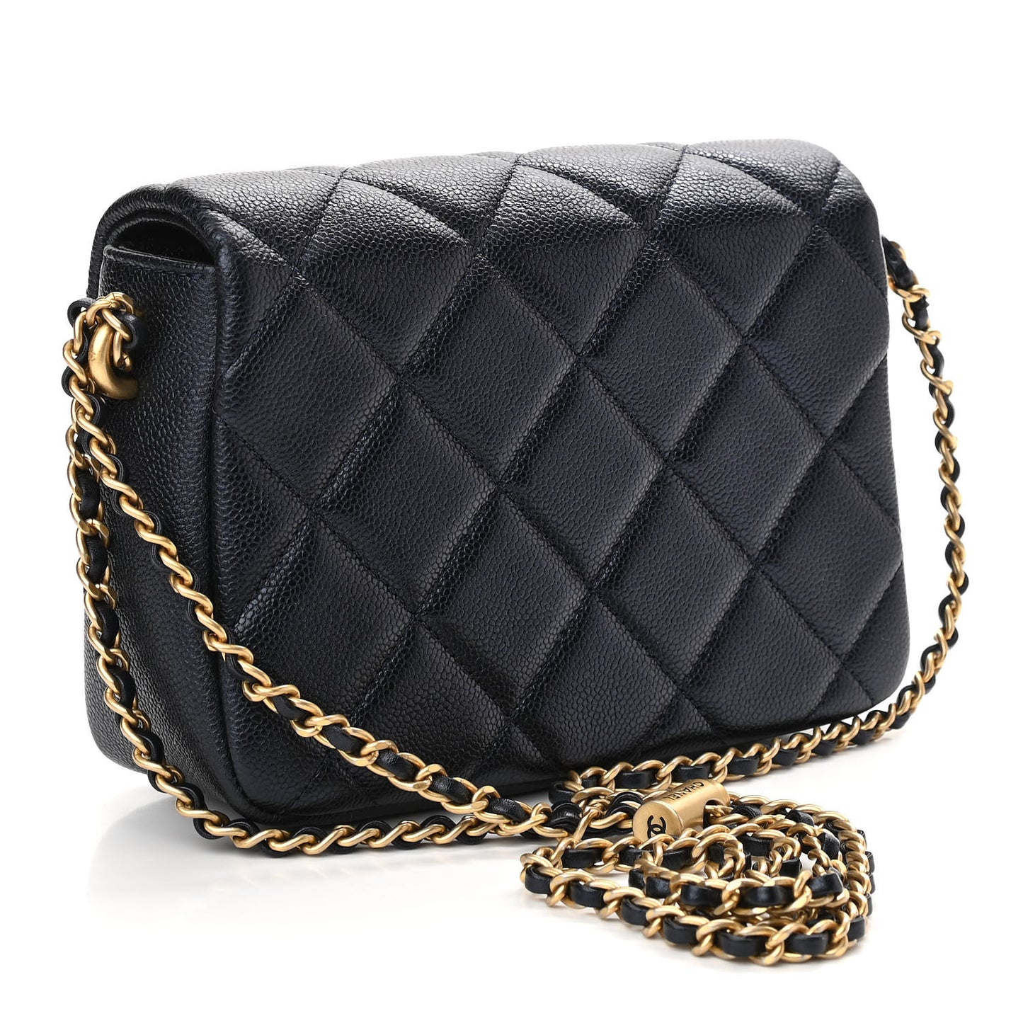 Iridescent Caviar Quilted Mini My Perfect Flap Black