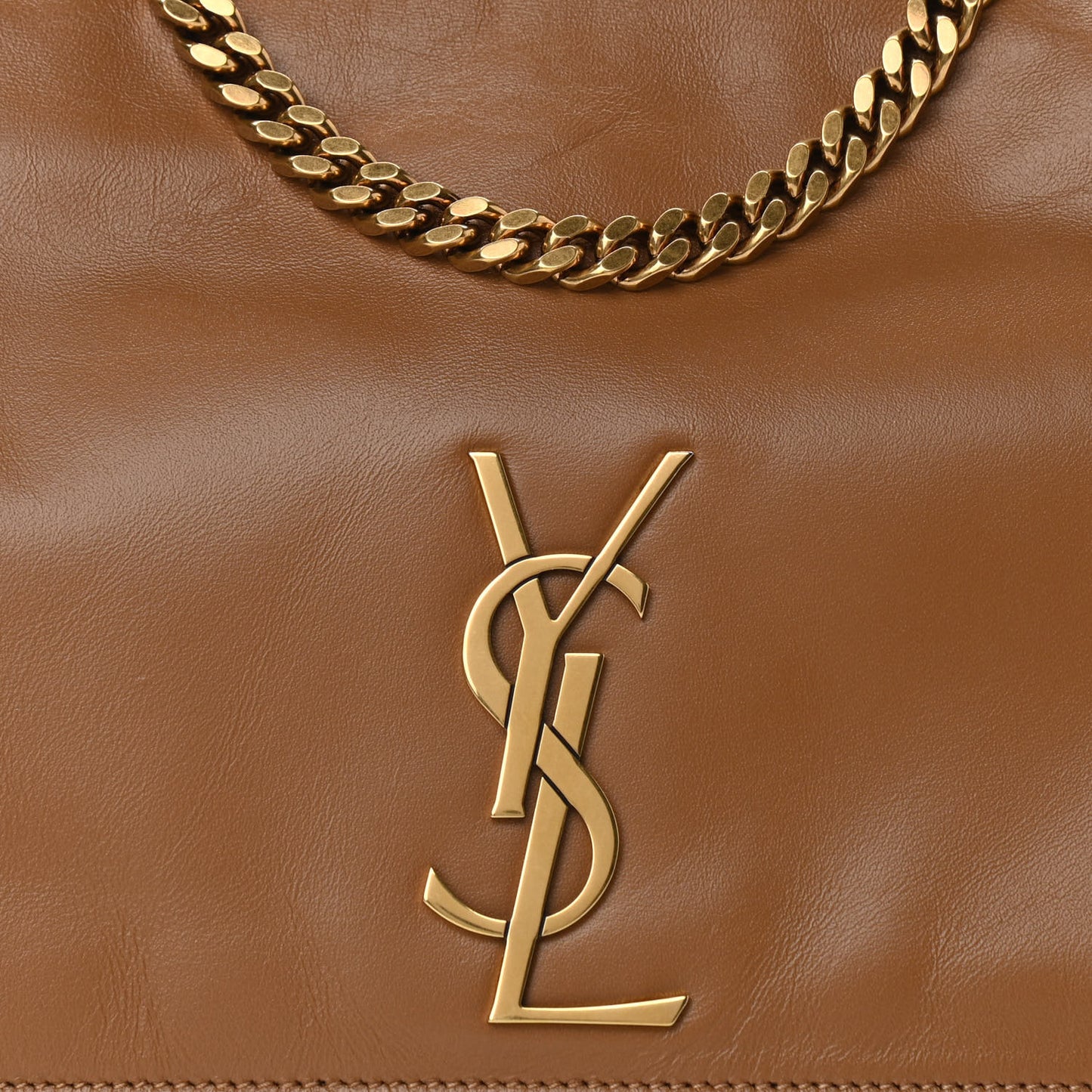 Smooth Calfskin Suede Medium Reversible Monogram Kate Satchel Light Ochre
