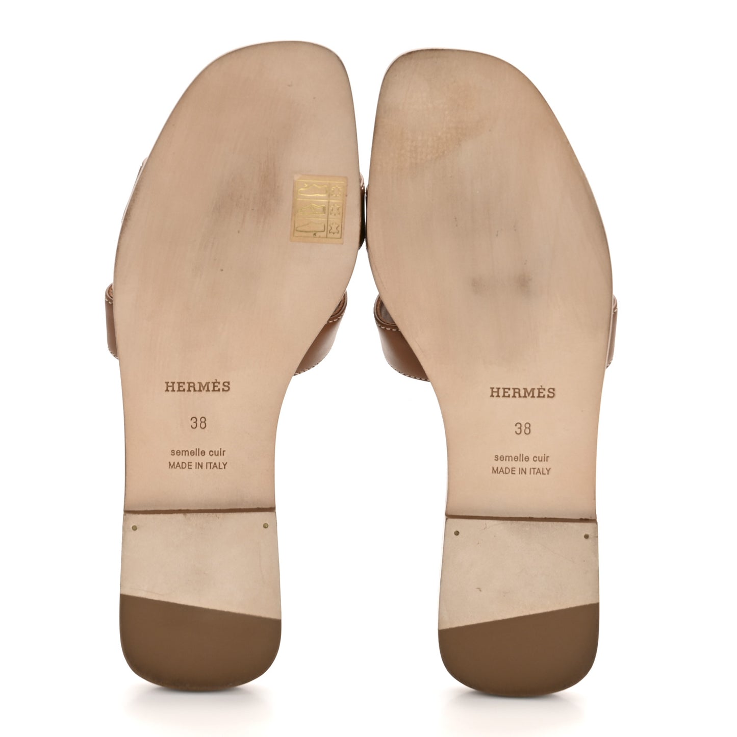 Box Calfskin Oran Sandals 38 Gold