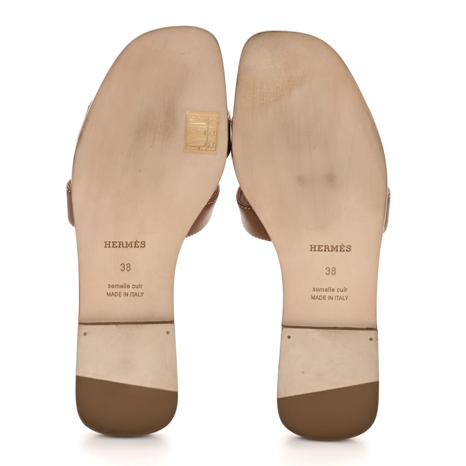 Hermes Box Calfskin Oran Sandals 38 Gold 6 of 9