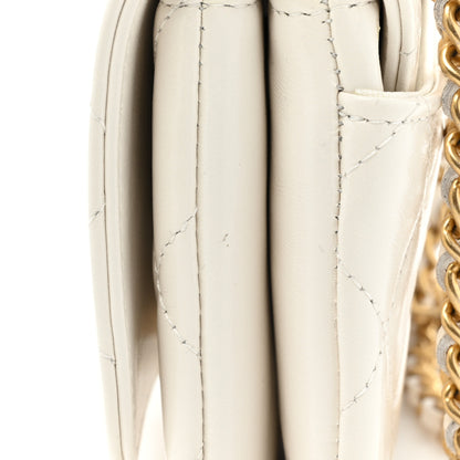 Chanel Shiny Lambskin Flap Clutch With Chain White 10 of 11
