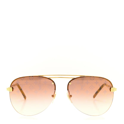 Louis Vuitton Metal Clockwise Sunglasses Z1020E Gold Brown 2 of 7