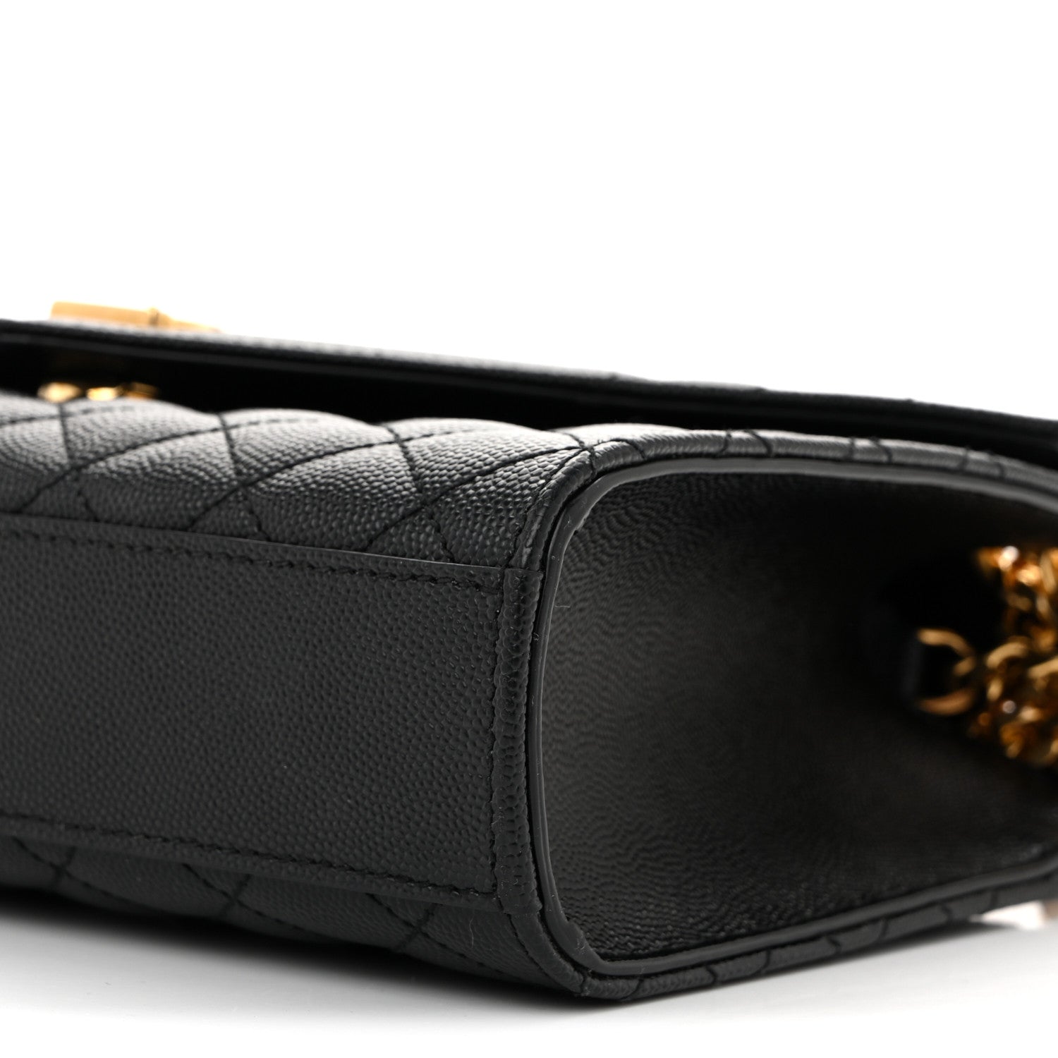 Saint Laurent Grain De Poudre Textured Mixed Matelasse Triquilt Medium Monogram Satchel Black 10 of 14