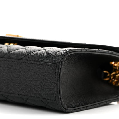 Saint Laurent Grain De Poudre Textured Mixed Matelasse Triquilt Medium Monogram Satchel Black 10 of 14