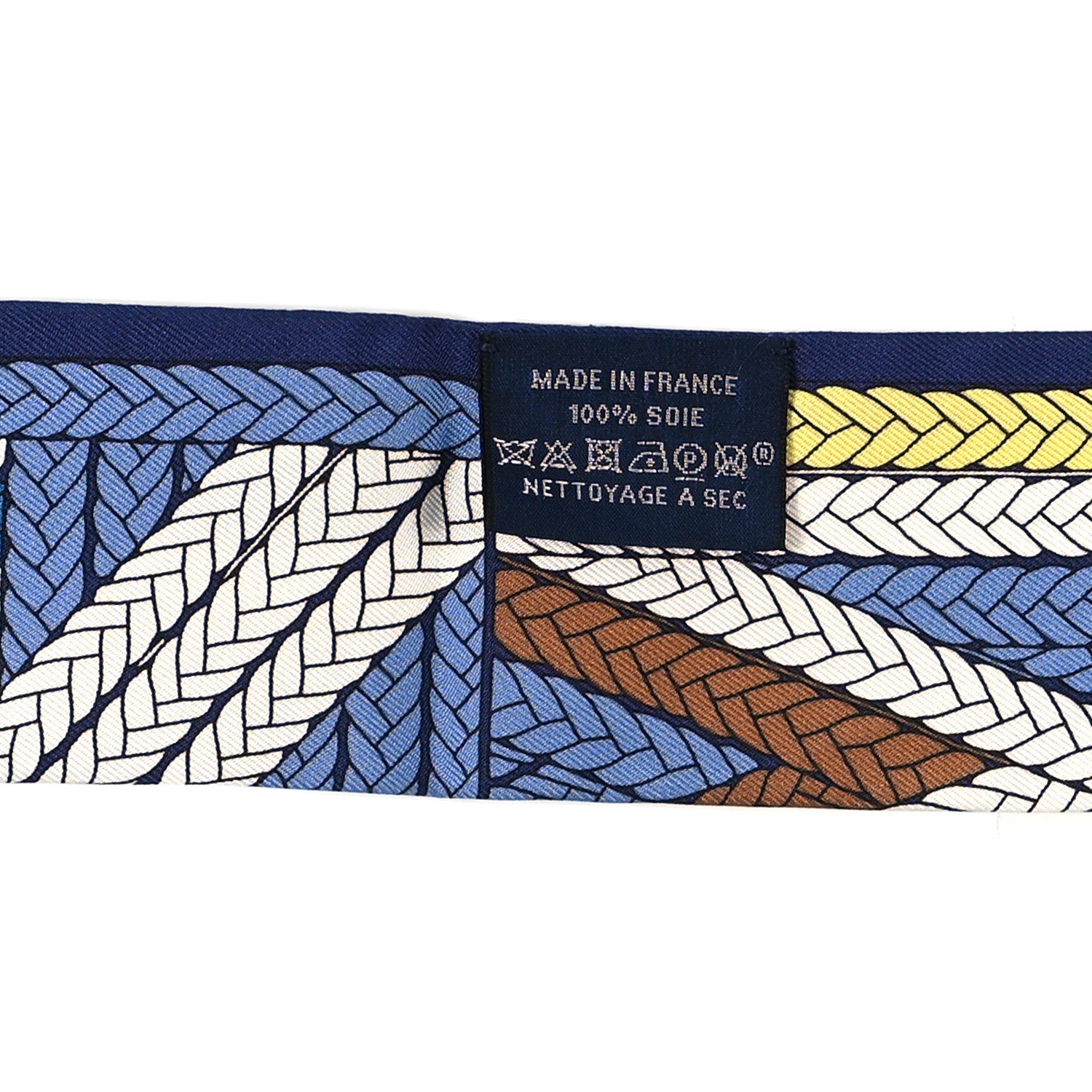 Hermes Silk Tresses H Twilly Bleu Lavande Marin Jaune 4 of 4