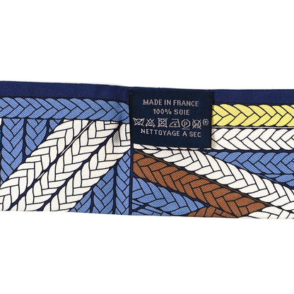 Hermes Silk Tresses H Twilly Bleu Lavande Marin Jaune 4 of 4