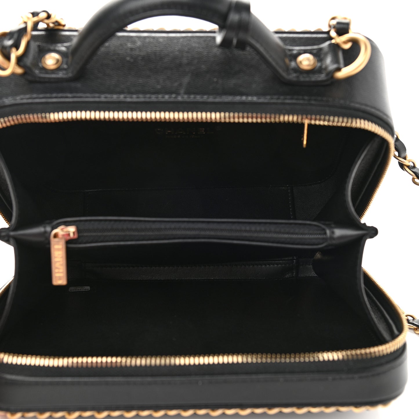 Goatskin Quilted Medium CC Filigree Vanity Case Black