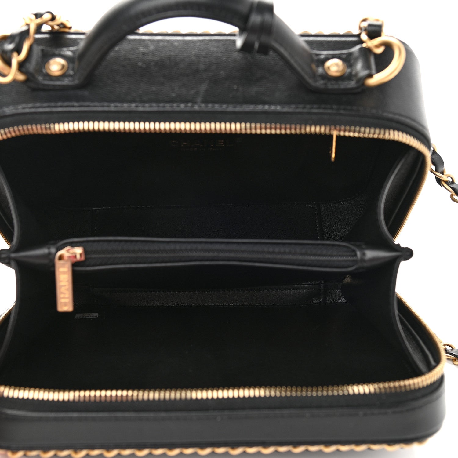 Chanel Goatskin Quilted Medium CC Filigree Vanity Case Black 5 of 9
