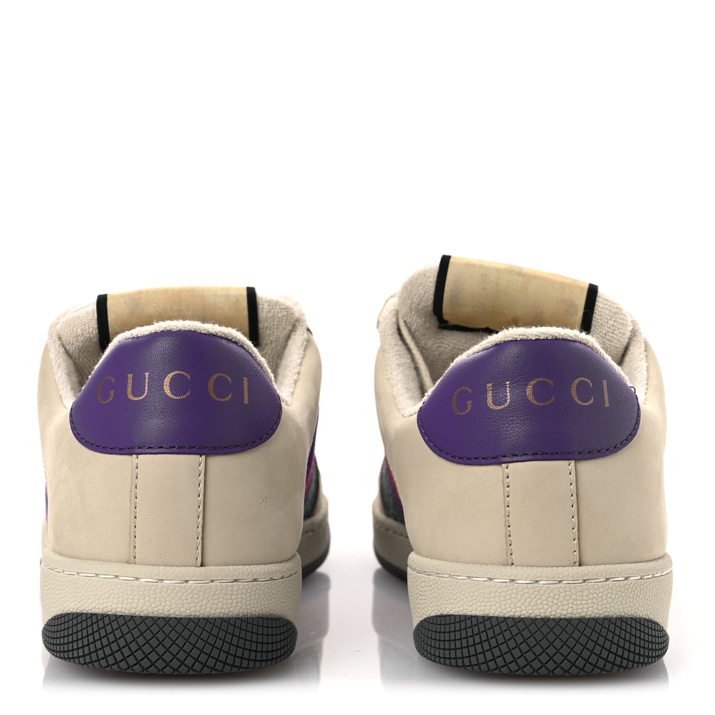 Calfskin Lame GG Monogram Web Womens Screener Sneakers 39.5 Blue Silver Dusty Milk Shine Purple
