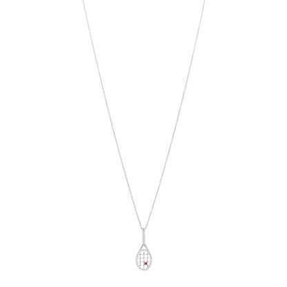 Roberto Coin 18K White Gold Diamond Tiny Treasures Tennis Racket Pendant Necklace 1 of 5