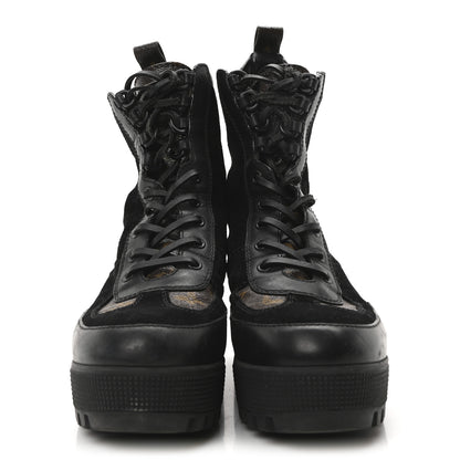 Louis Vuitton Suede Calfskin Monogram Laureate Platform Desert Boots 37.5 Black 3 of 8