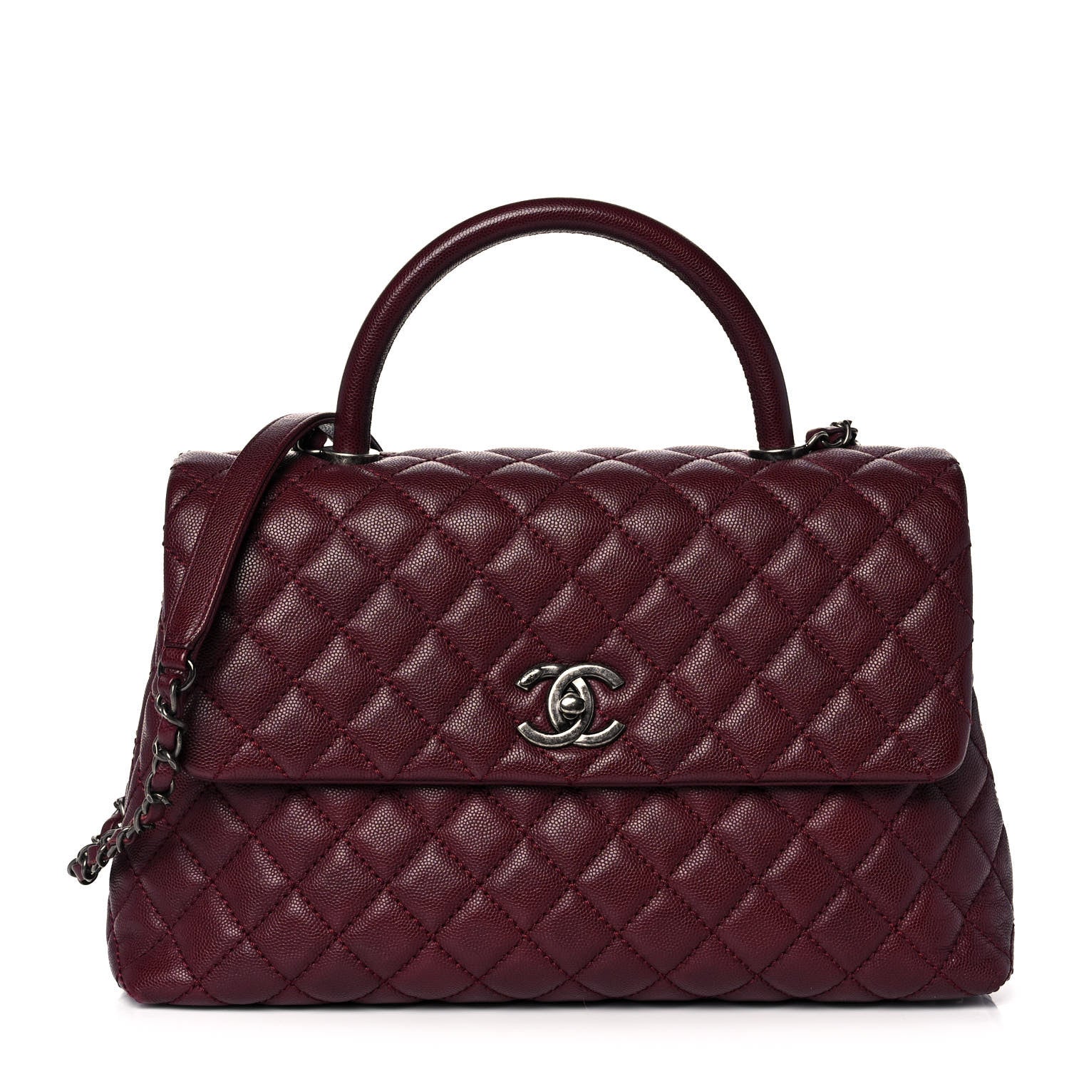 Chanel Caviar Quilted Medium Coco Handle Flap Burgundy 1 of 11