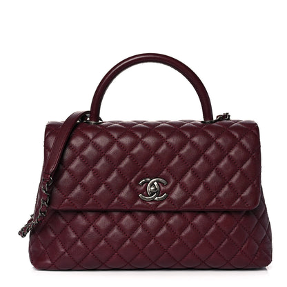 Chanel Caviar Quilted Medium Coco Handle Flap Burgundy 1 of 11