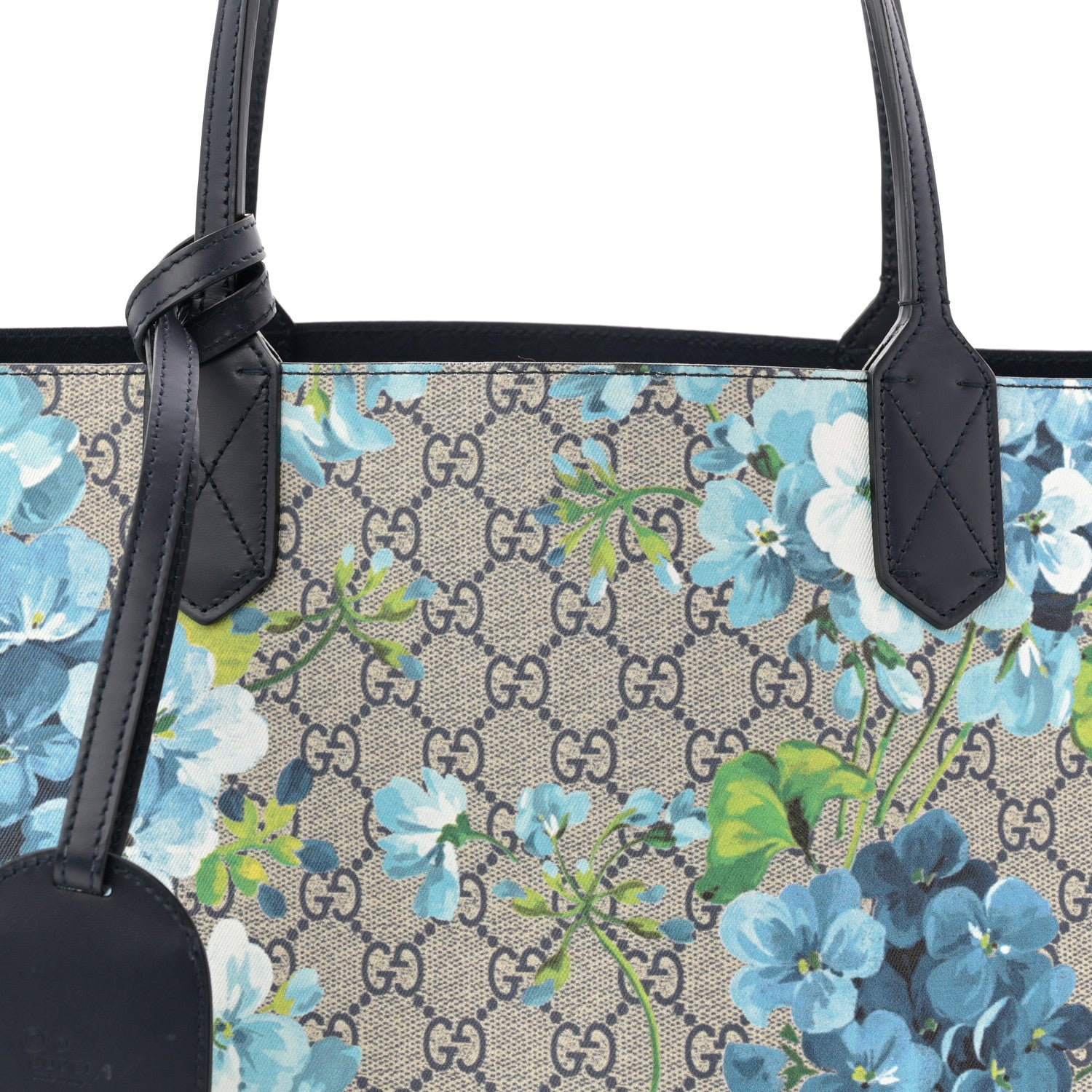 Gucci GG Supreme Monogram Blooms Medium Reversible Tote Beige Blue Navy Beige Blue Navy 7 of 9