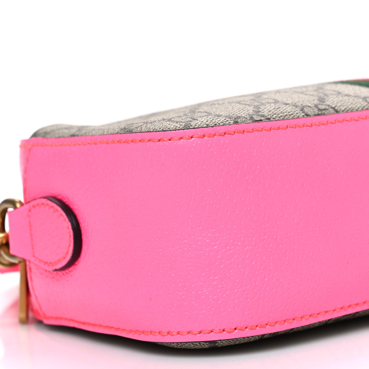 Gucci GG Supreme Monogram Textured Dollar Calfskin Web Ophidia Small Crossbody Bag Beige Ebony Fuchsia 9 of 10