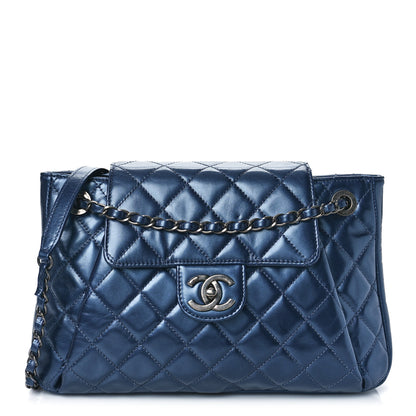 Chanel Metallic Calfskin Quilted Accordion Flap Blue 1 of 11