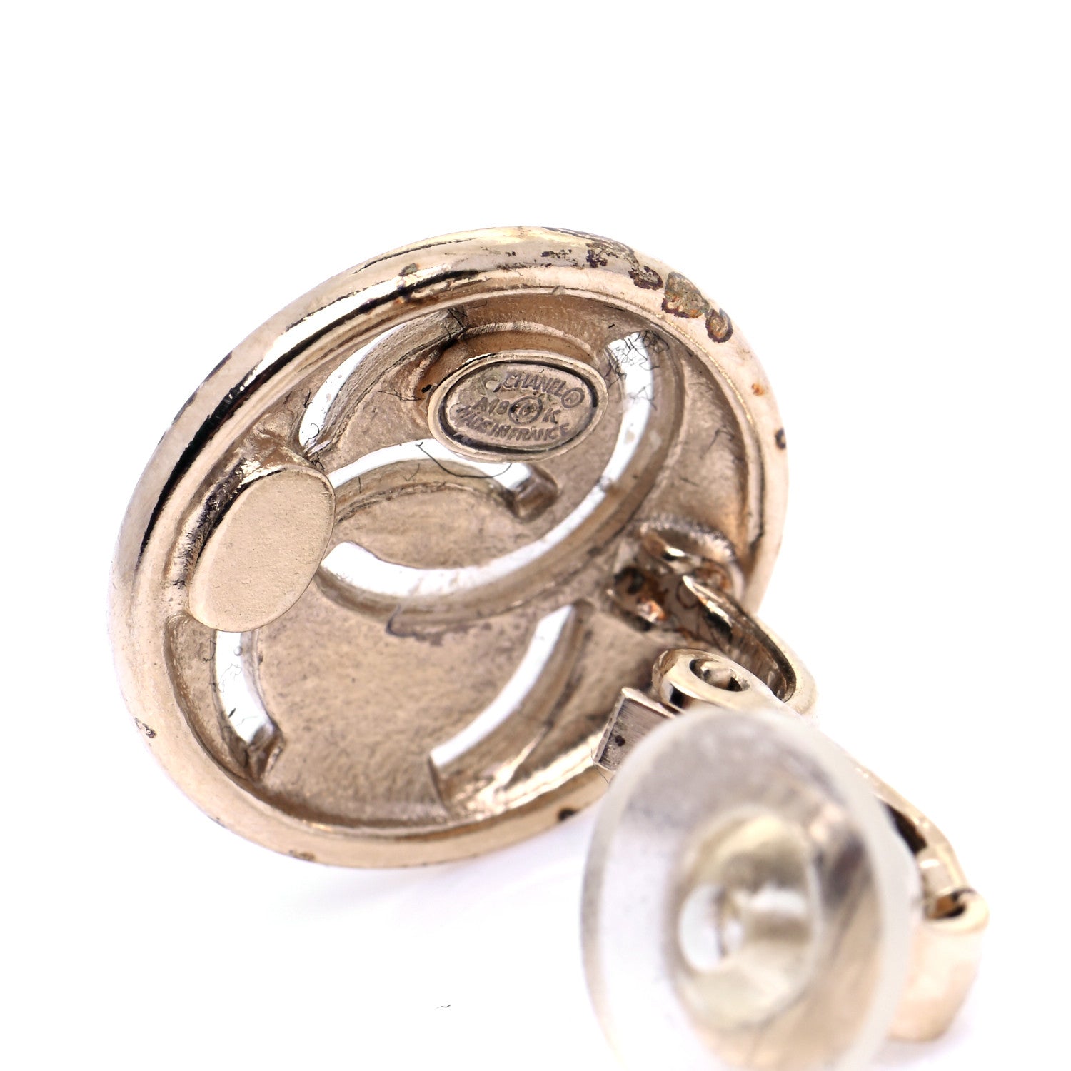 Chanel Metal CC Clip On Earrings Light Gold 6 of 7