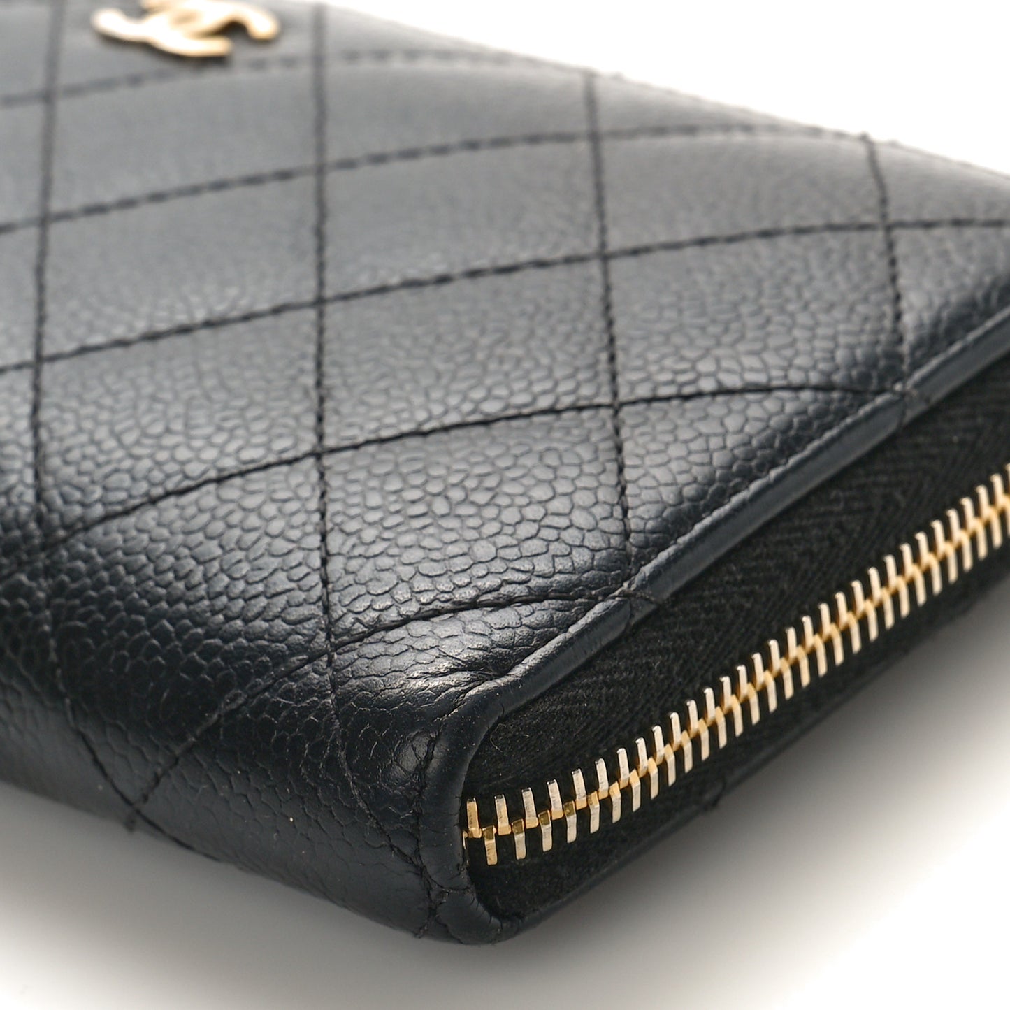 Caviar Quilted Large Gusset Zip Around Wallet Black