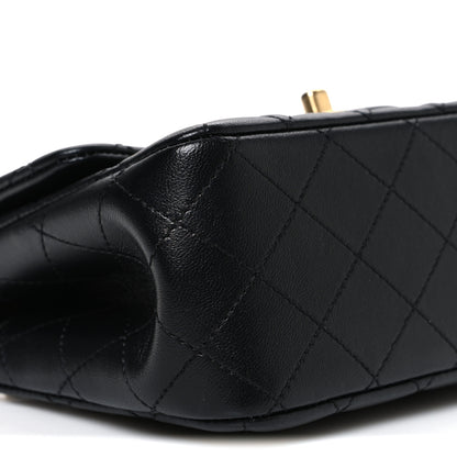 Chanel Lambskin Quilted Mini Sweet Camellia Flap Black 9 of 11
