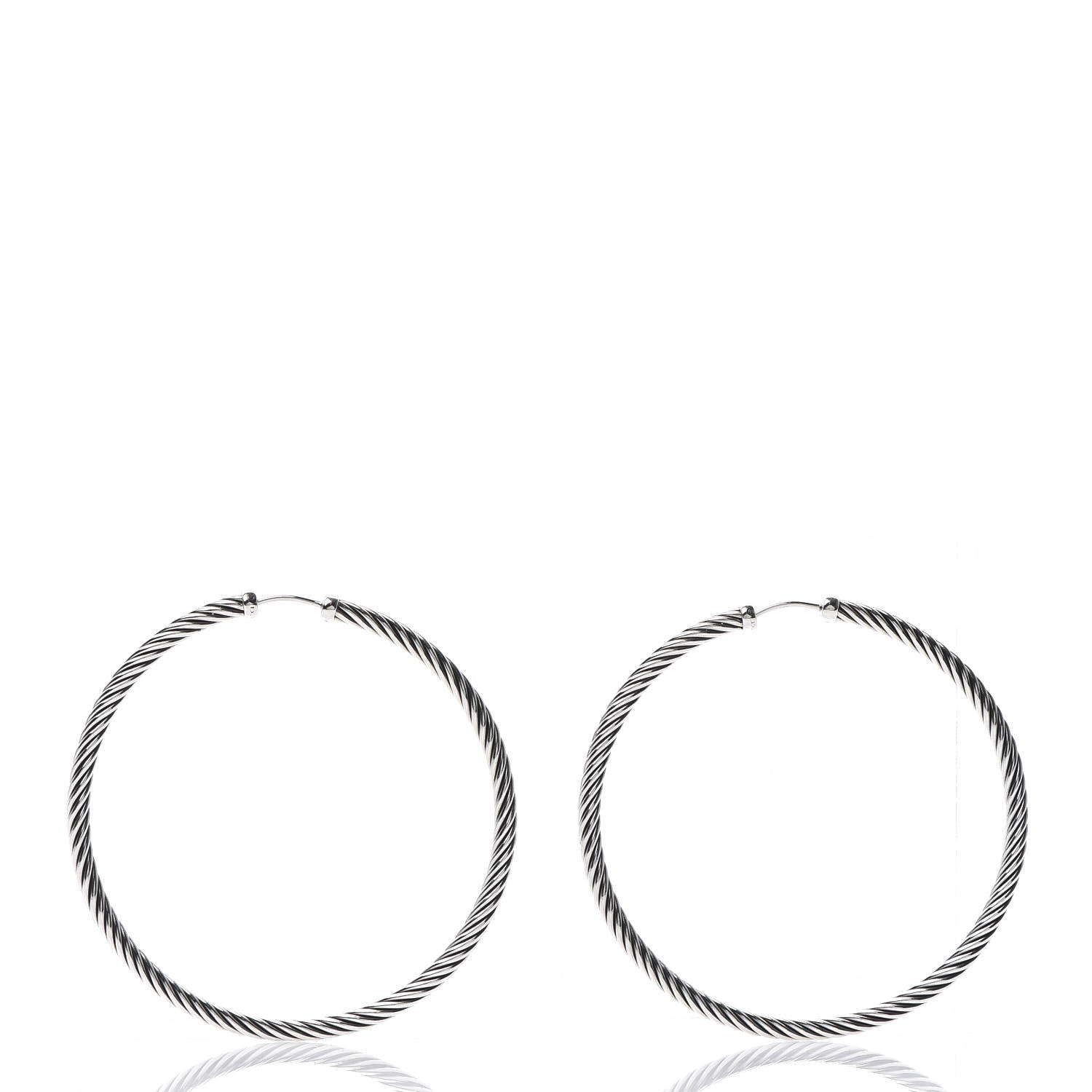 David Yurman Sterling Silver Extra Large Cable Classics Hoop Earrings 1 of 4