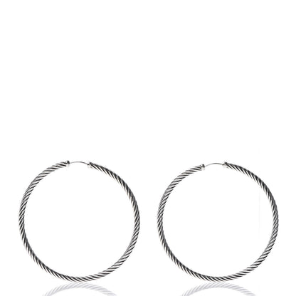David Yurman Sterling Silver Extra Large Cable Classics Hoop Earrings 1 of 4