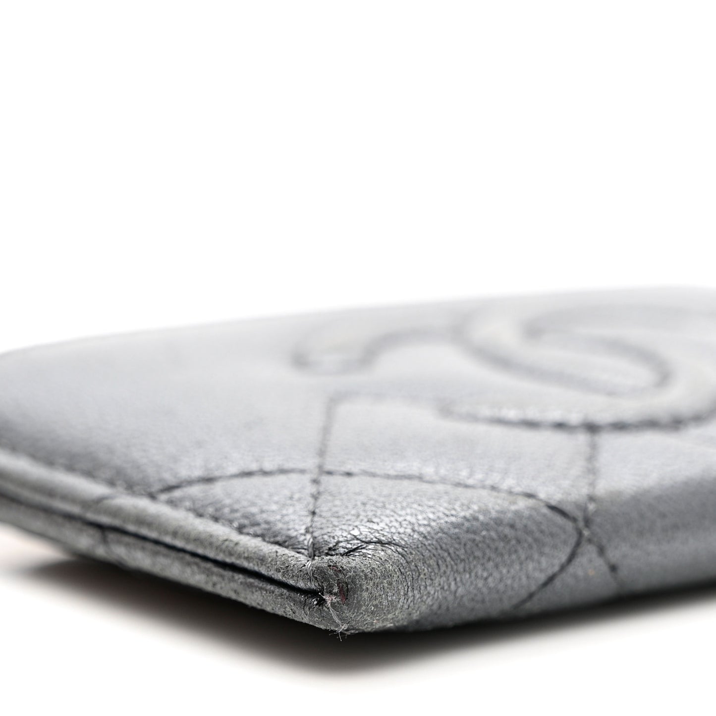 Metallic Caviar Quilted Maxi CC Card Holder Black