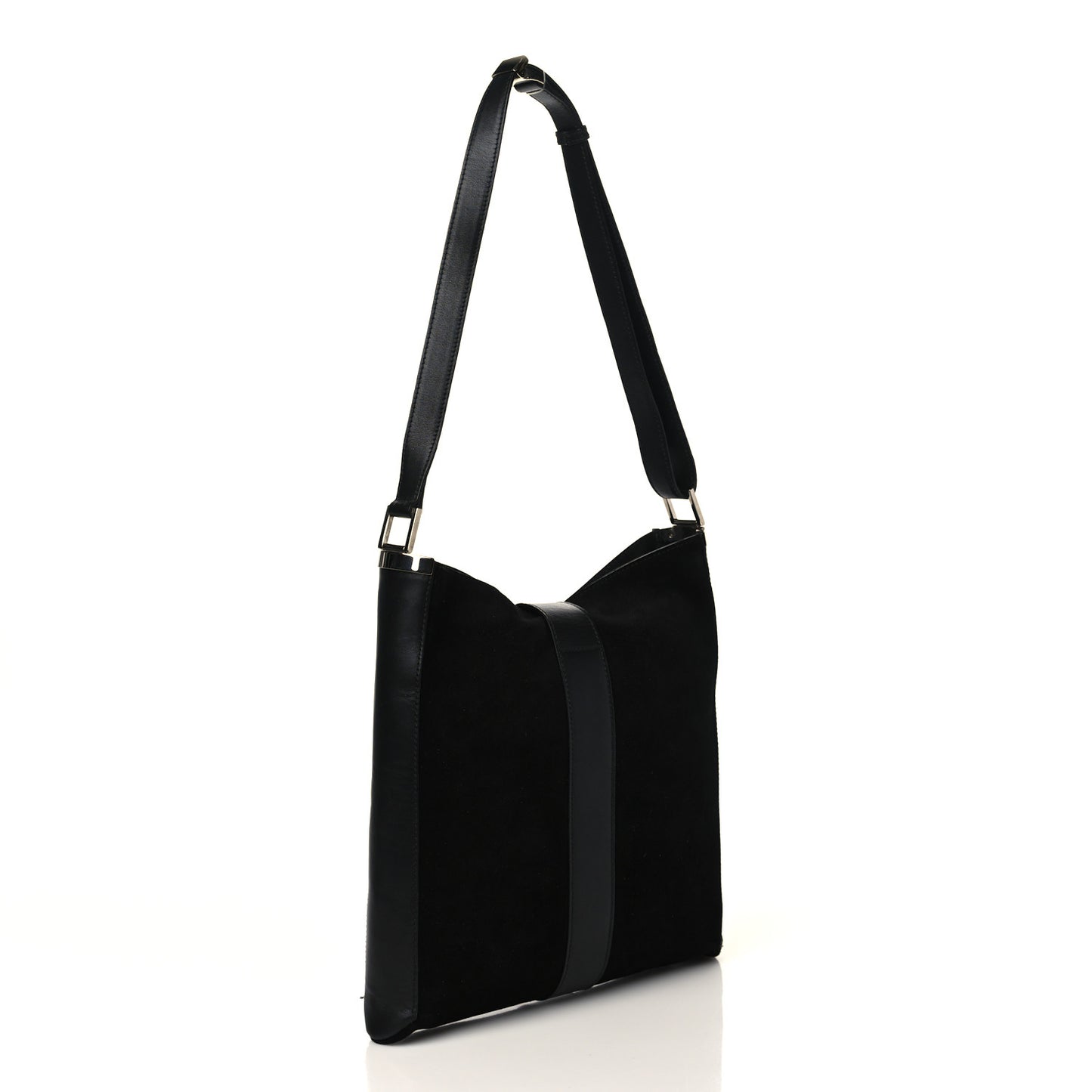 Suede Calfskin Jackie O Vertical Tote Black