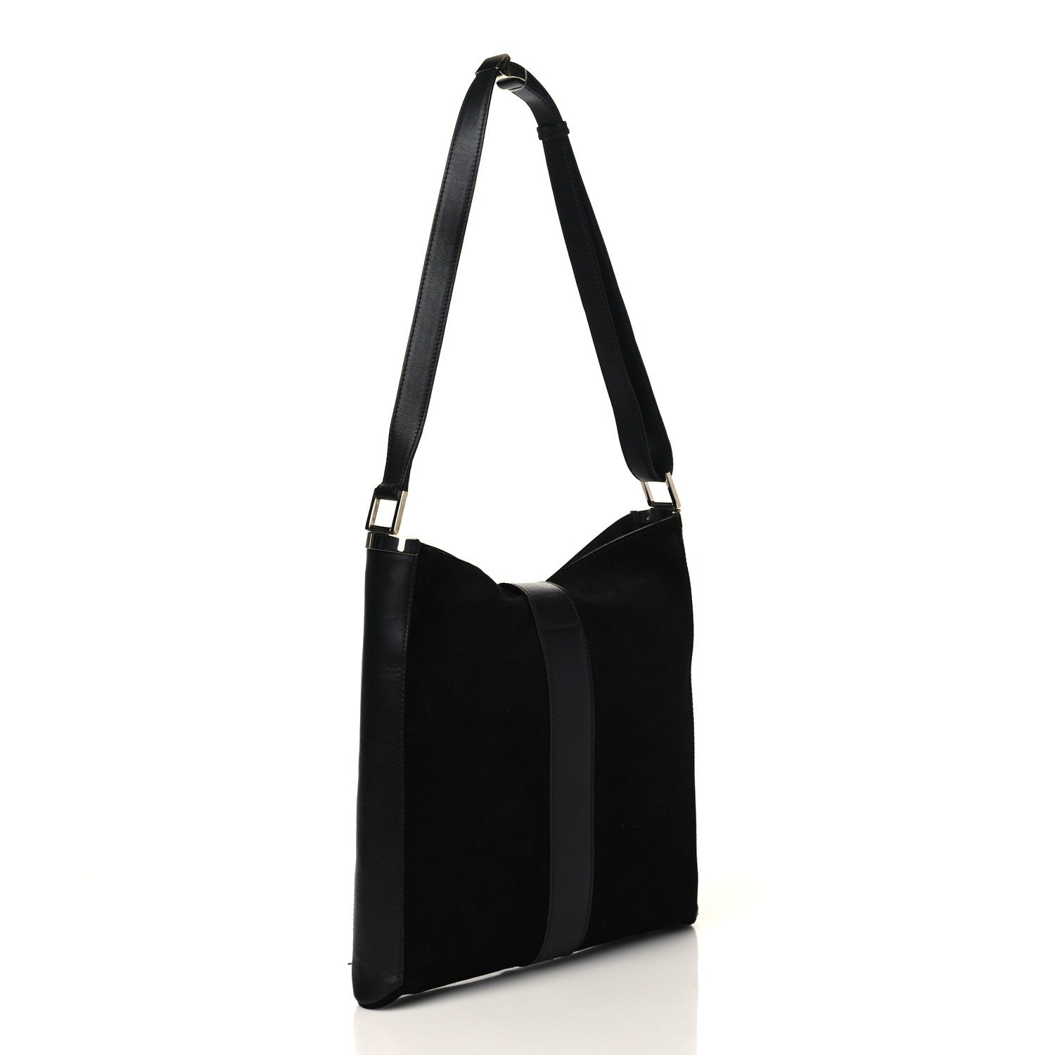 Gucci Suede Calfskin Jackie O Vertical Tote Black 3 of 10