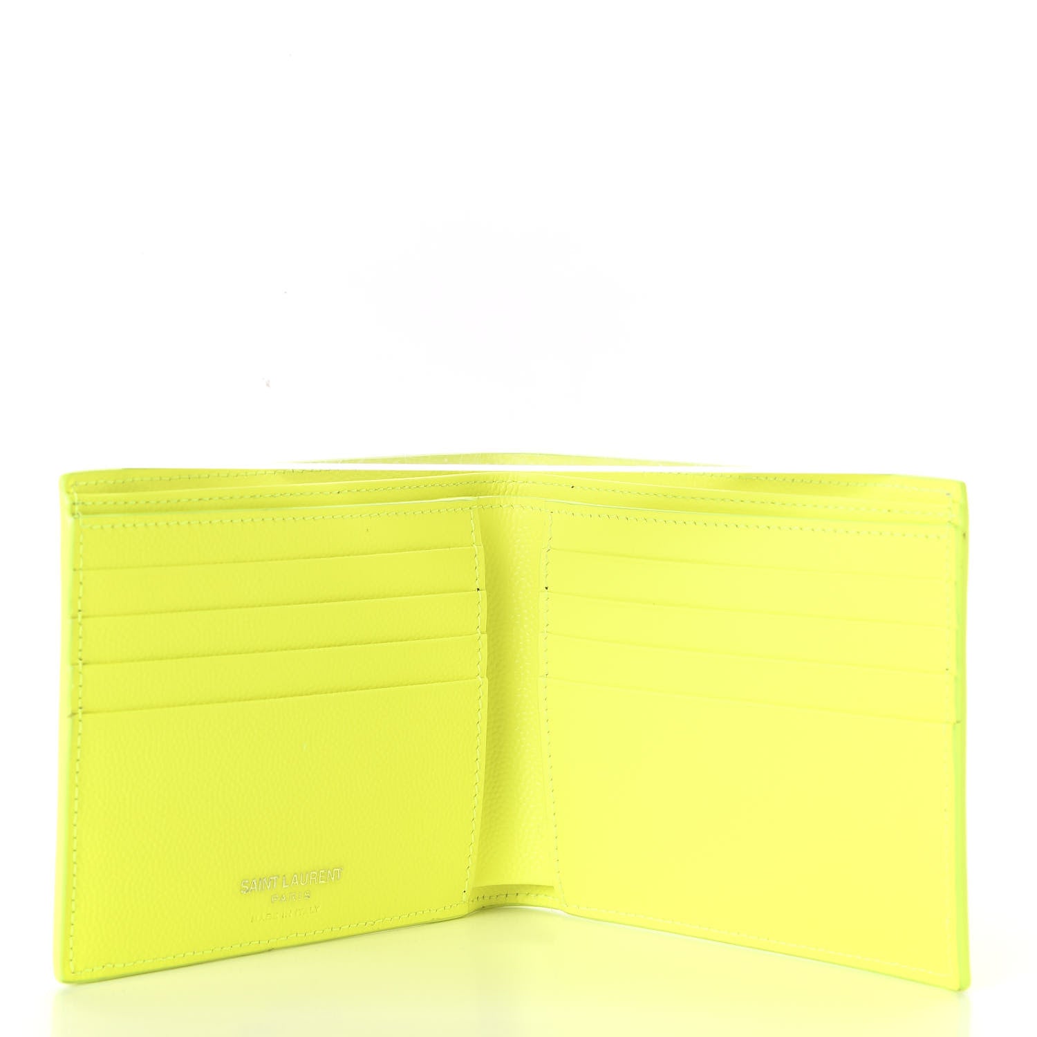 Saint Laurent Grain De Poudre Paris East West Wallet Neon Yellow 5 of 9