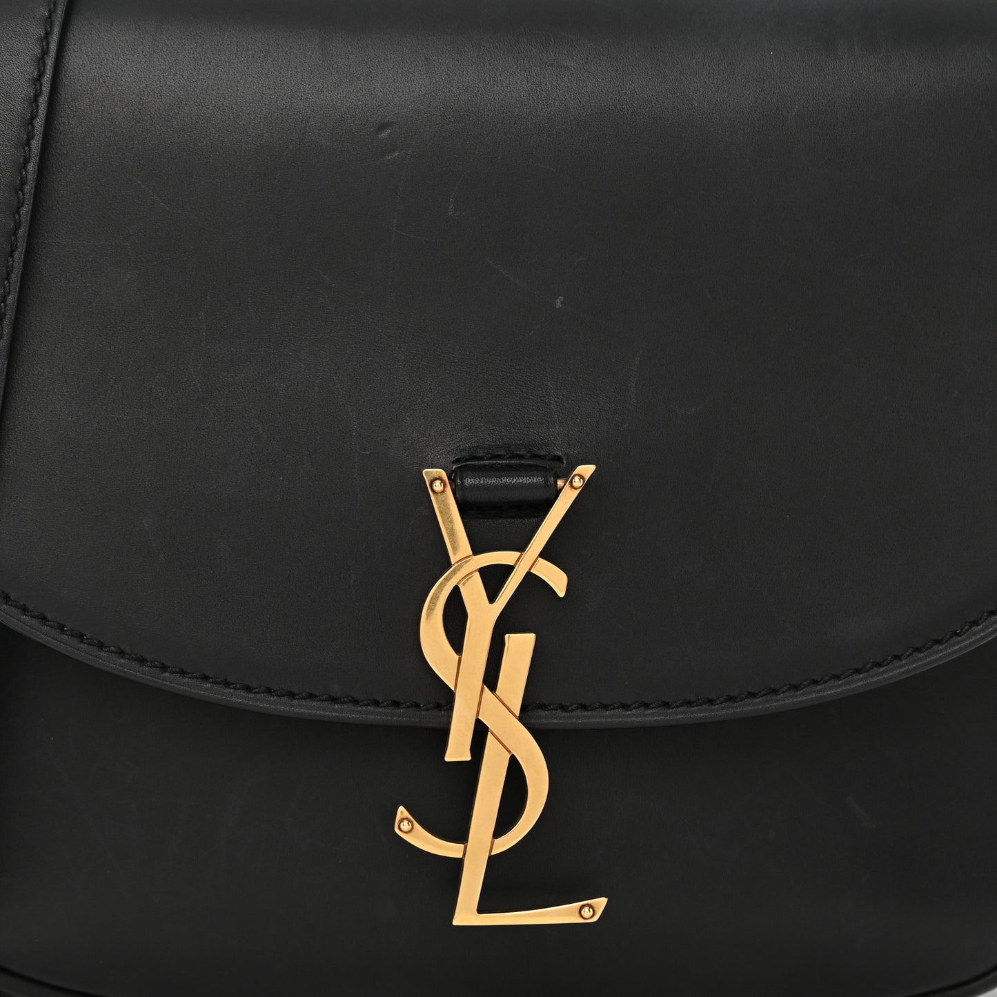 Smooth Calfskin Monogram Medium Kaia Satchel Black