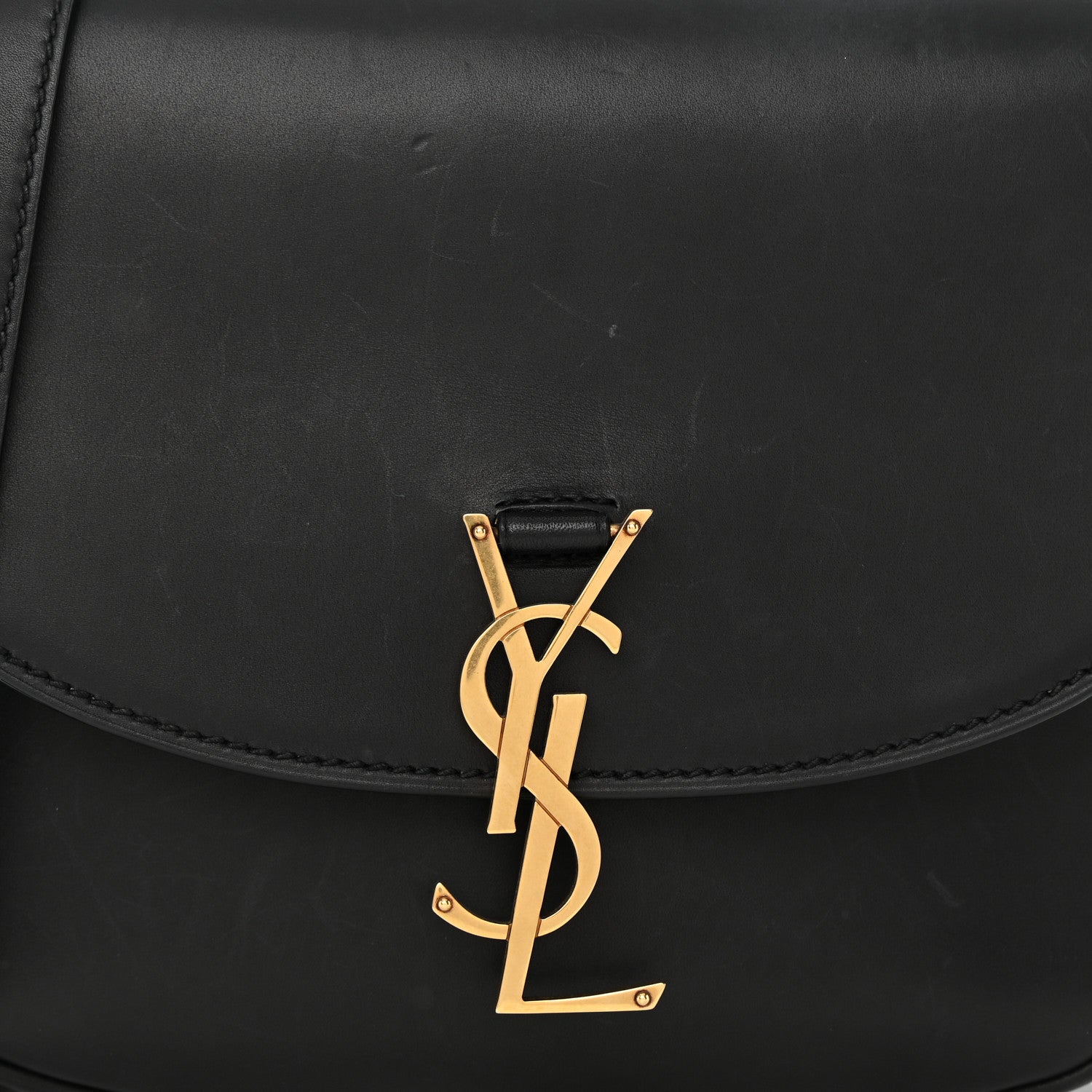 Saint Laurent Smooth Calfskin Monogram Medium Kaia Satchel Black 8 of 14