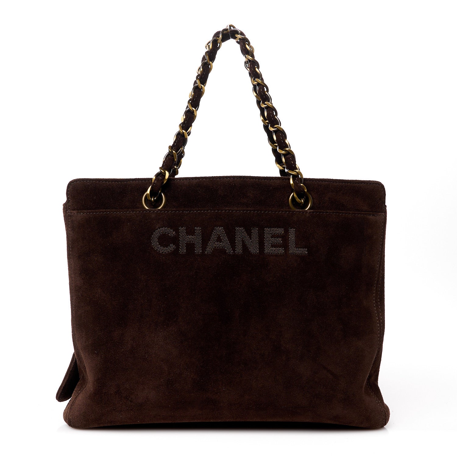 Chanel Suede Shopping Chain Tote Brown 1 of 12
