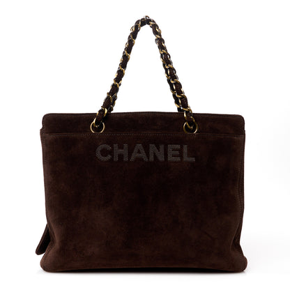 Chanel Suede Shopping Chain Tote Brown 1 of 12