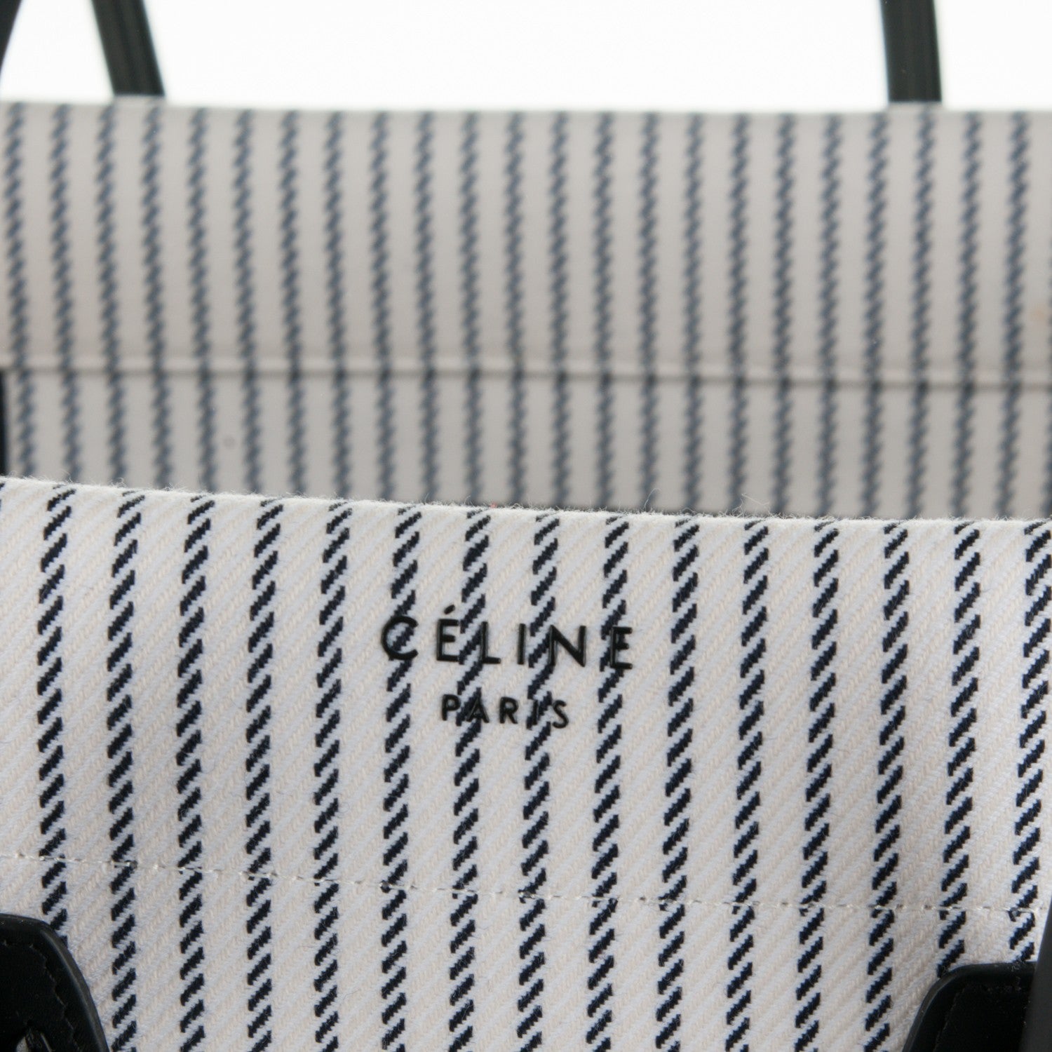 Celine Cotton Canvas Striped Medium Phantom Luggage White Navy 6 of 10
