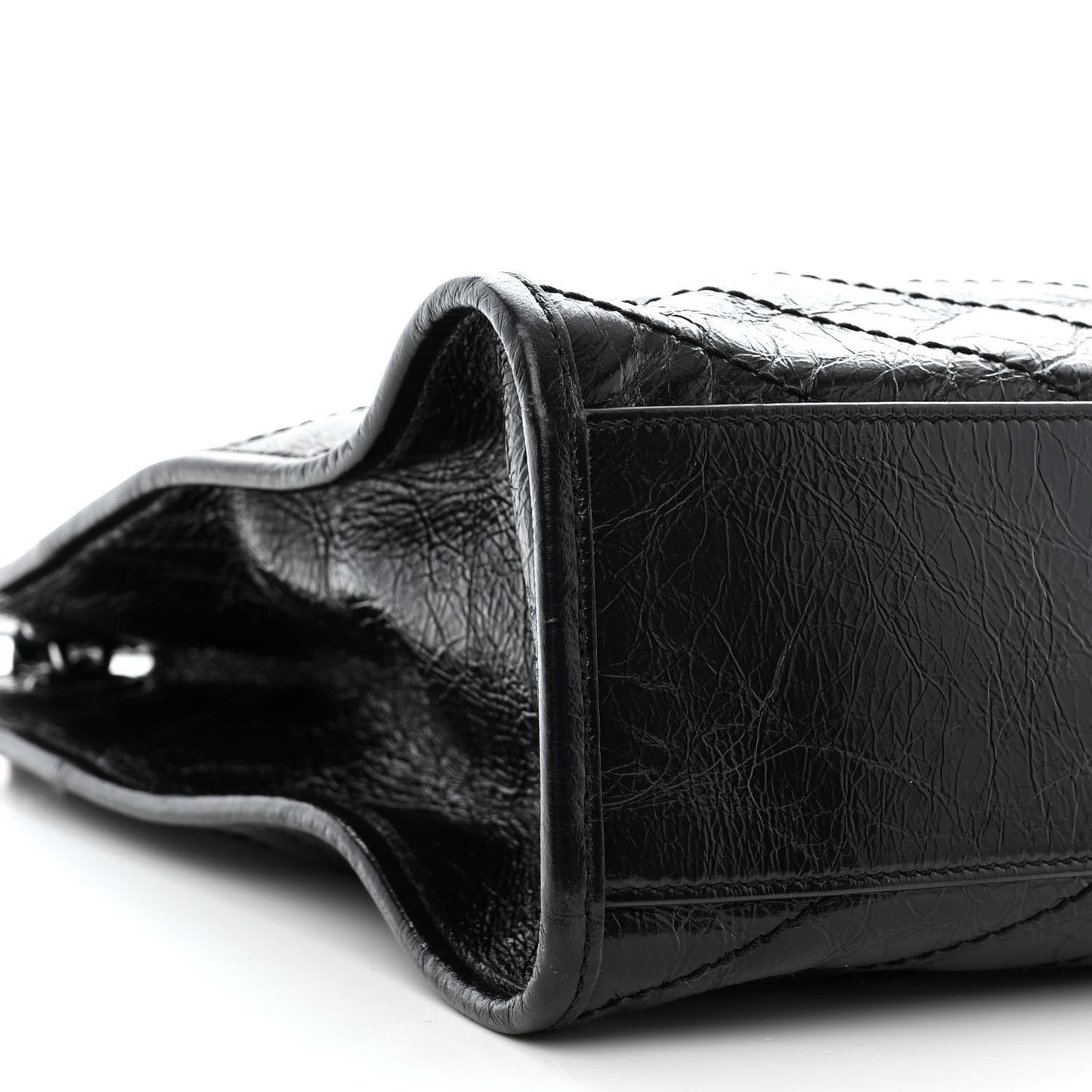 Crinkled Calfskin Matelasse Monogram Medium Niki Shopper Tote Black