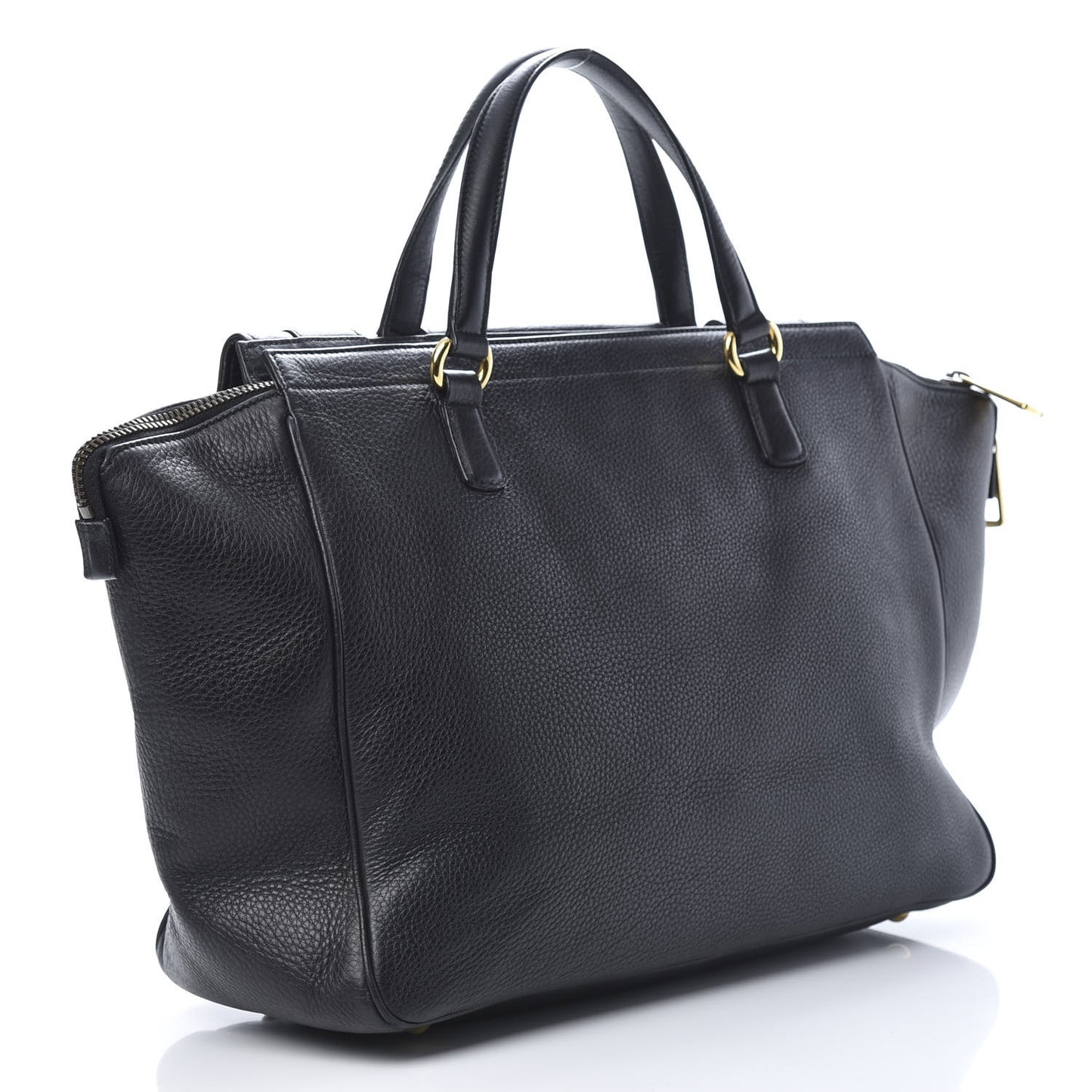 Pebbled Calfskin Medium 1973 Top Handle Satchel Black