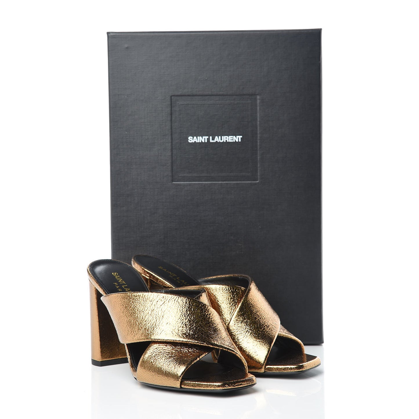 Metallic Supercrack Calfskin LouLou 95 Mule Sandals 36 Chestnut