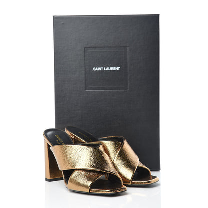Saint Laurent Metallic Supercrack Calfskin LouLou 95 Mule Sandals 36 Chestnut 9 of 9