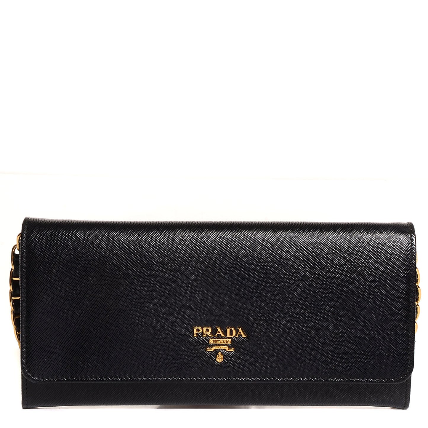 Saffiano Metal Oro Chain Wallet Nero Black