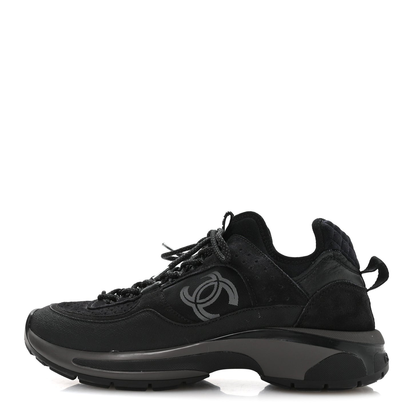 Suede Calfskin Mesh CC Sneakers 39 Black