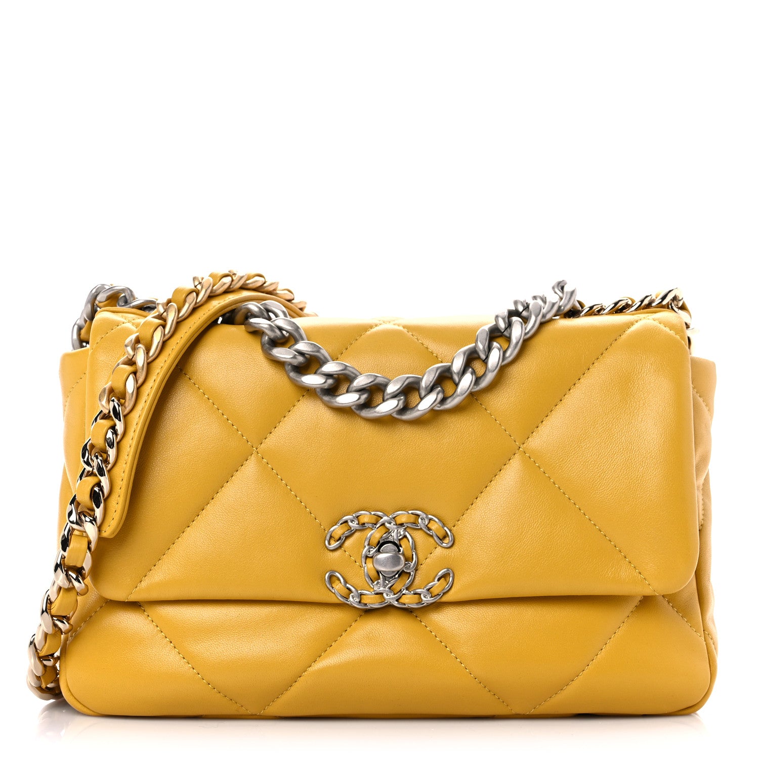 Chanel Lambskin Quilted Medium Chanel 19 Flap Yellow 1 of 9