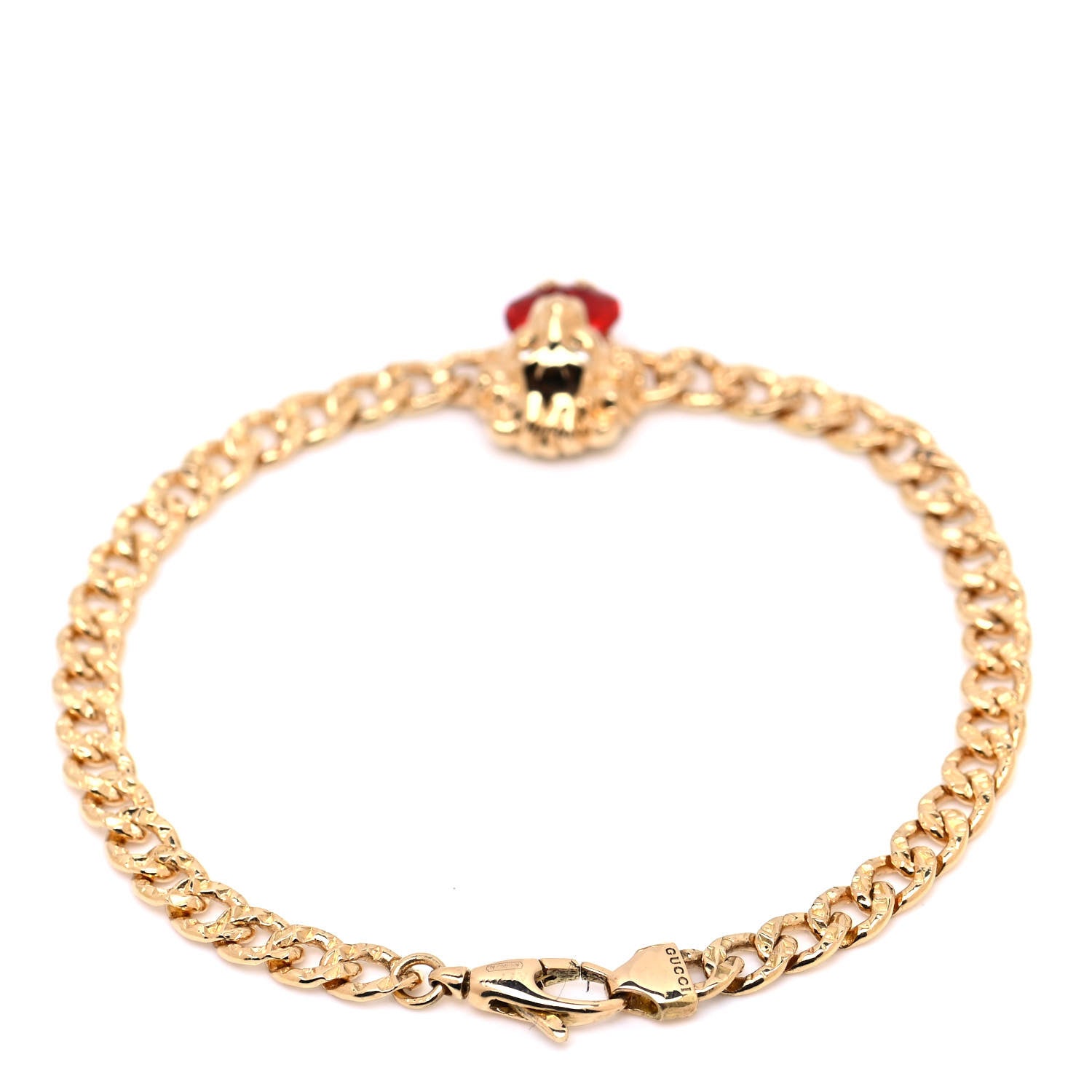 Gucci 18K Yellow Gold Diamond Fire Opal Lion Head Bracelet 3 of 6