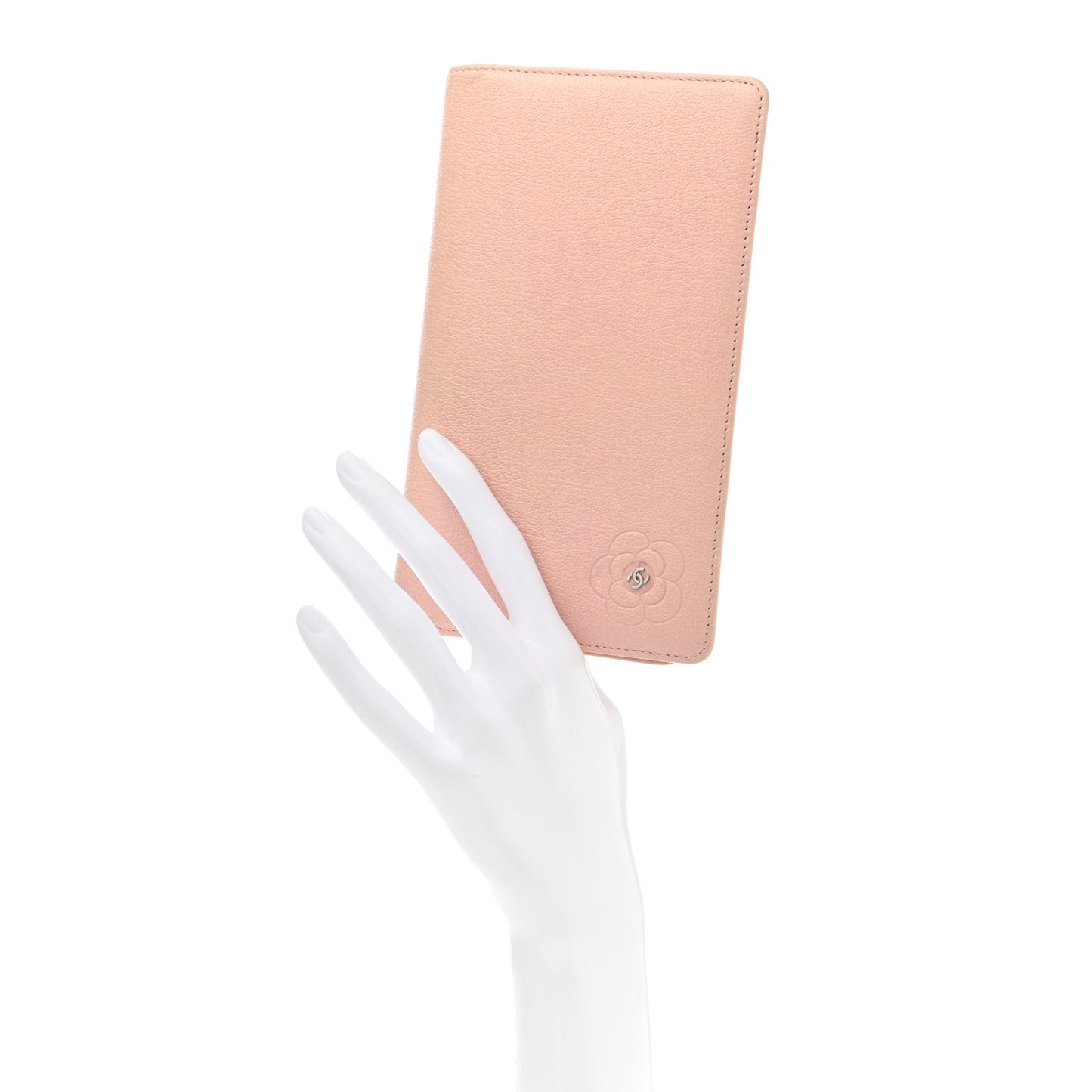 Goatskin Camellia Yen Wallet Pink