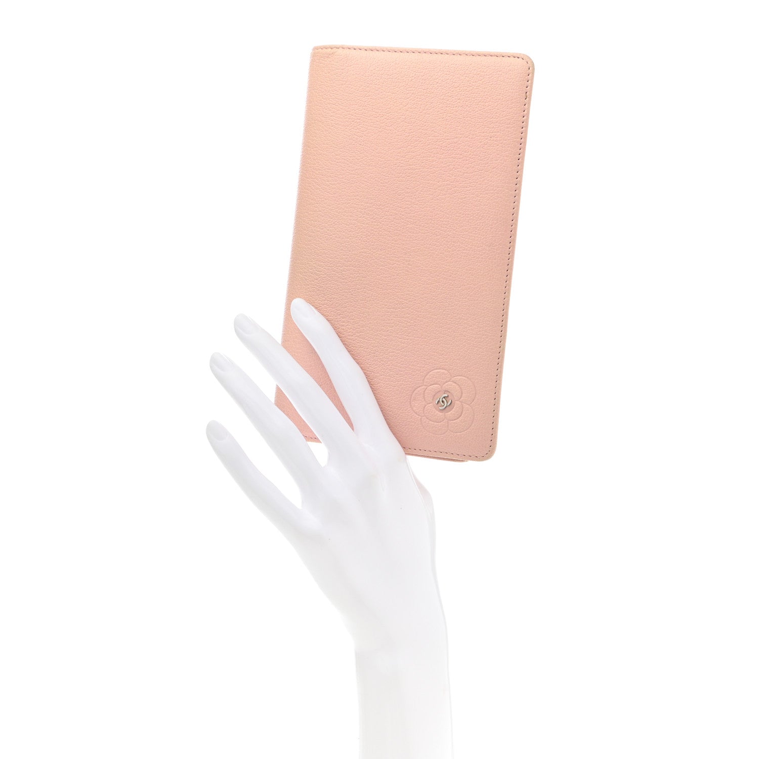 Chanel Goatskin Camellia Yen Wallet Pink 2 of 7