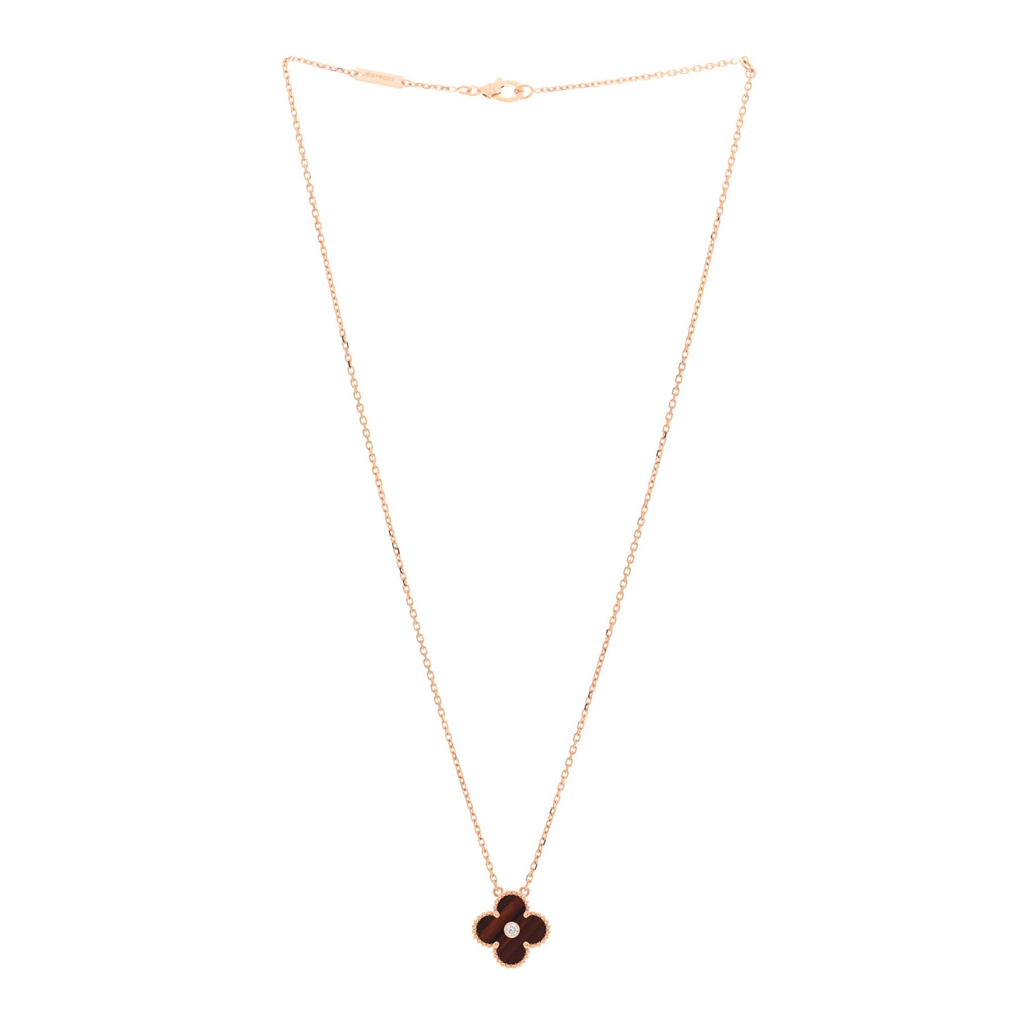 18K Rose Gold Diamond Bulls Eye Vintage Alhambra Pendant Necklace
