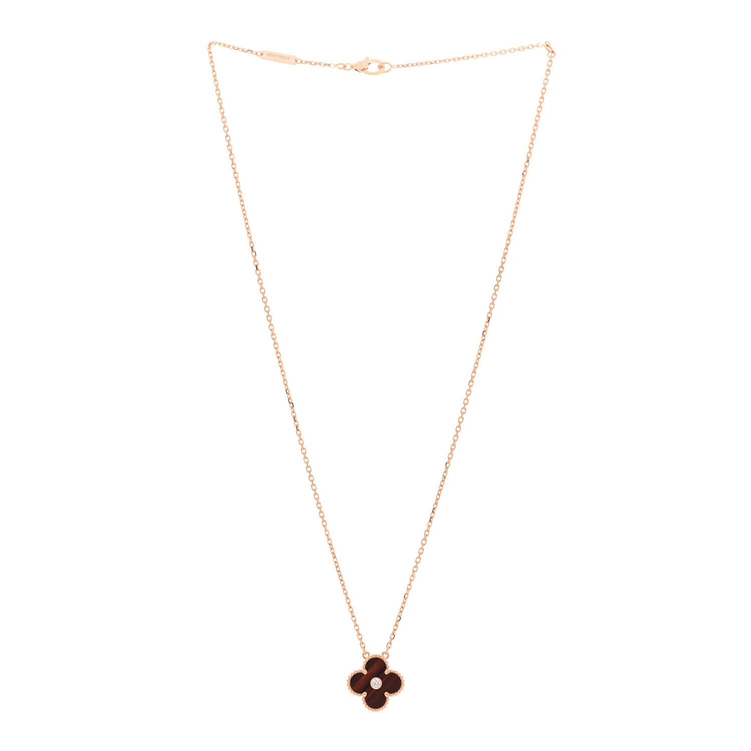 Van Cleef & Arpels 18K Rose Gold Diamond Bulls Eye Vintage Alhambra Pendant Necklace 3 of 6