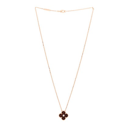 Van Cleef & Arpels 18K Rose Gold Diamond Bulls Eye Vintage Alhambra Pendant Necklace 3 of 6