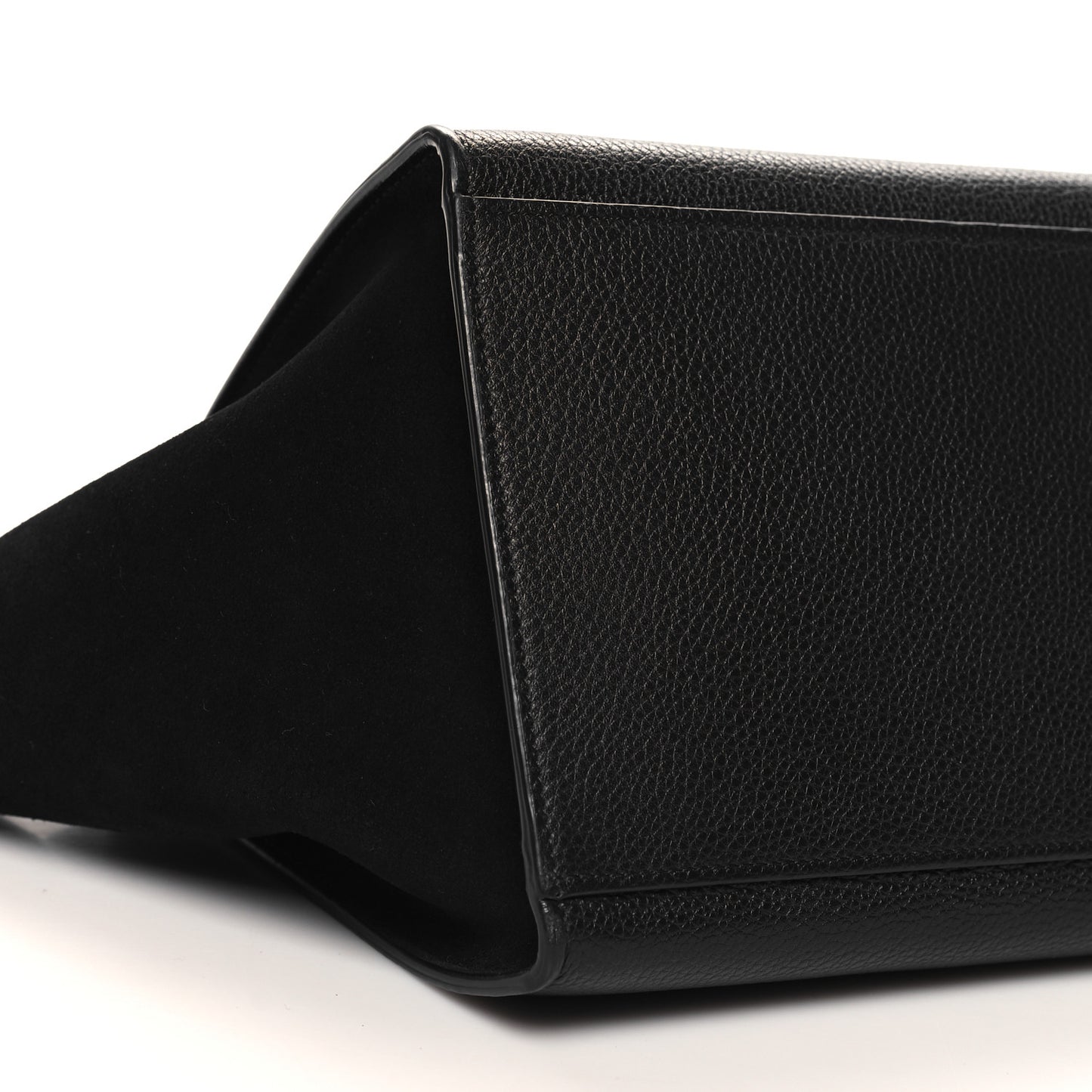 Drummed Calfskin Suede Small Trapeze Black