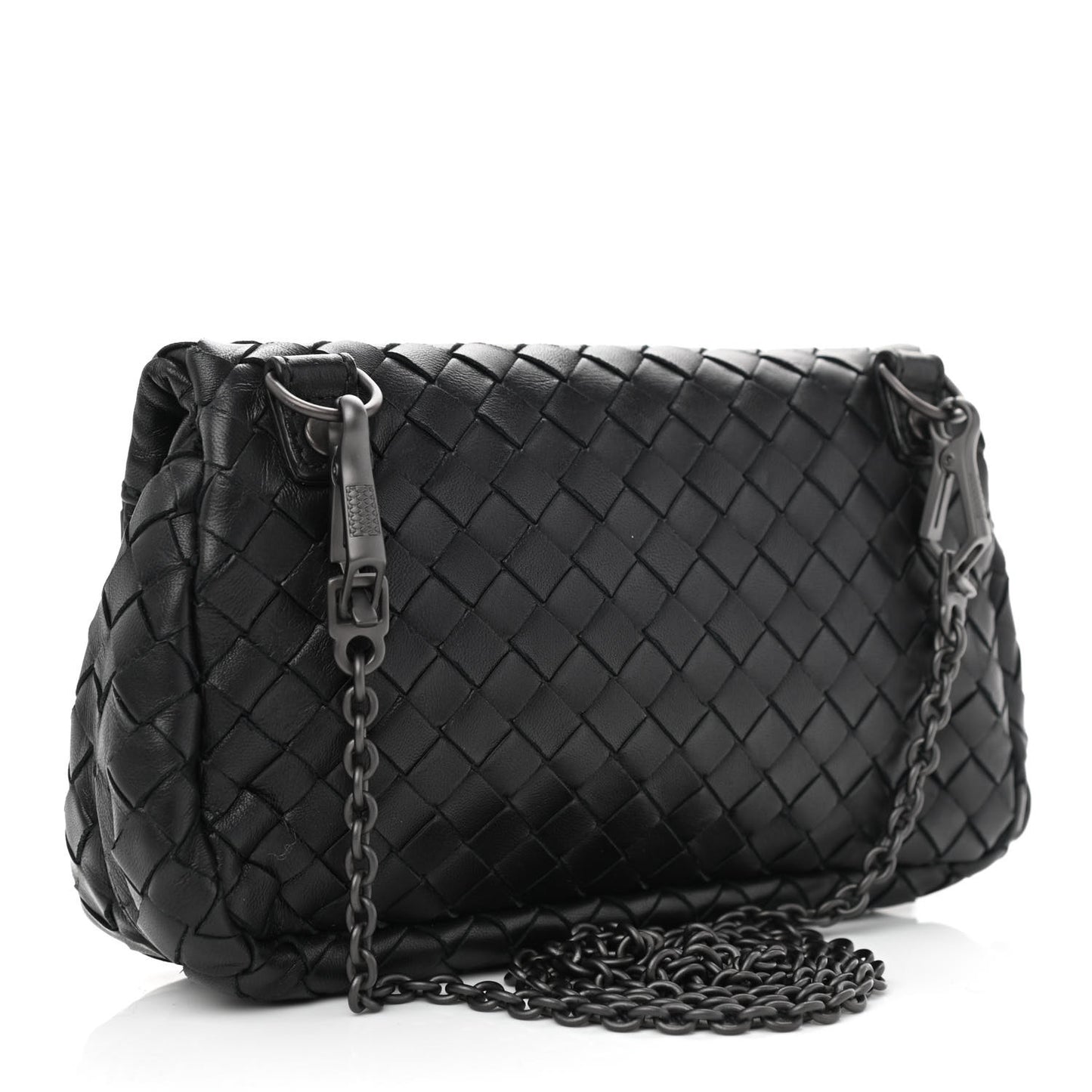 Nappa Intrecciato Mini Chain Messenger Black