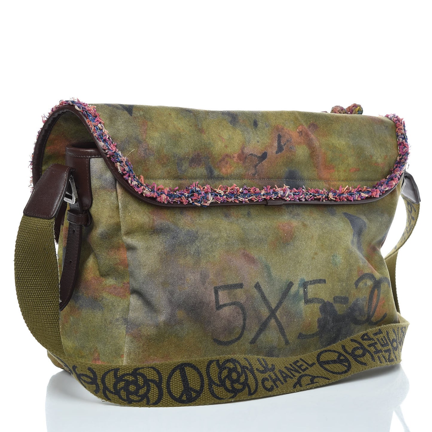 Washed Toile Large Graffiti On The Pavements Messenger Khaki Multicolor